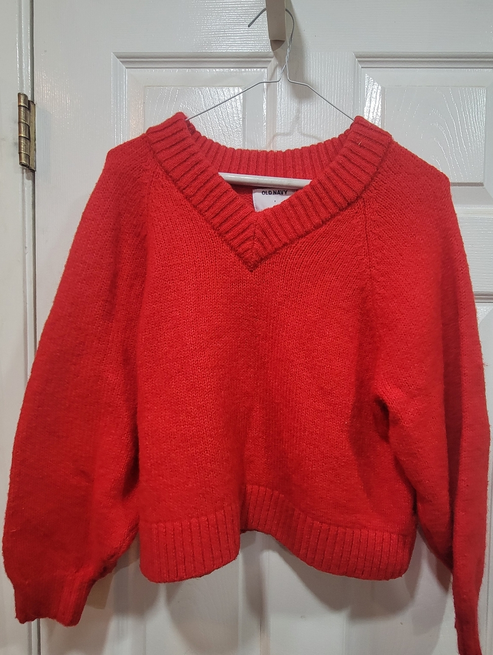 Old Navy Red V-Neck Pullover Sweater, Size S